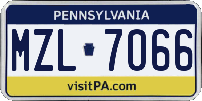 PA license plate MZL7066
