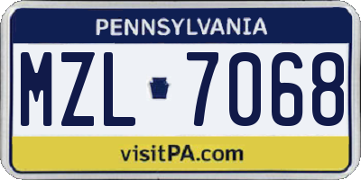 PA license plate MZL7068