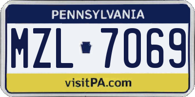 PA license plate MZL7069