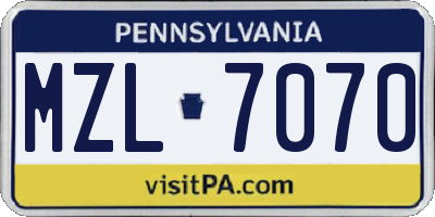 PA license plate MZL7070