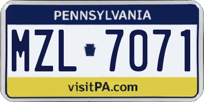 PA license plate MZL7071