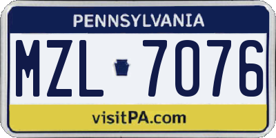 PA license plate MZL7076