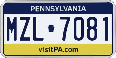 PA license plate MZL7081