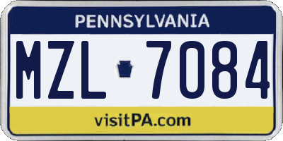 PA license plate MZL7084