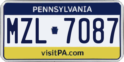 PA license plate MZL7087