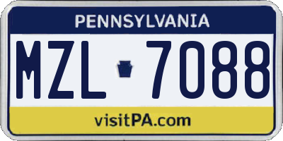 PA license plate MZL7088