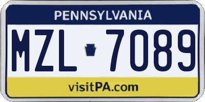 PA license plate MZL7089