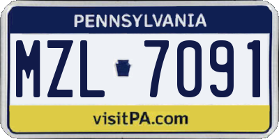 PA license plate MZL7091
