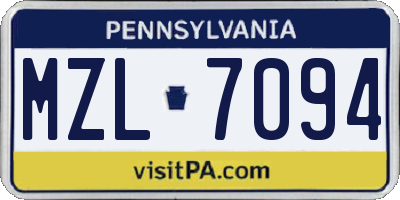 PA license plate MZL7094