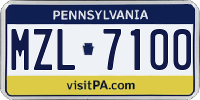 PA license plate MZL7100