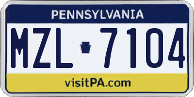 PA license plate MZL7104