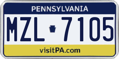 PA license plate MZL7105