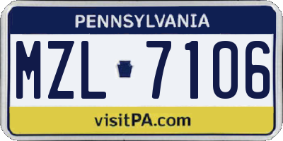 PA license plate MZL7106