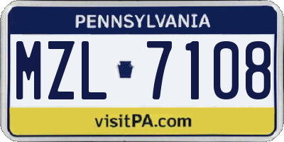PA license plate MZL7108