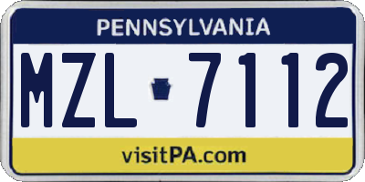 PA license plate MZL7112