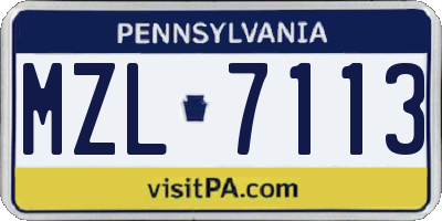 PA license plate MZL7113