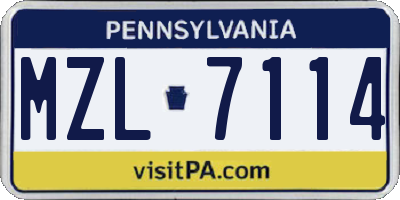 PA license plate MZL7114