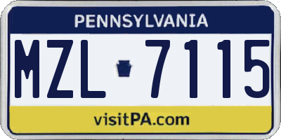 PA license plate MZL7115