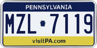 PA license plate MZL7119