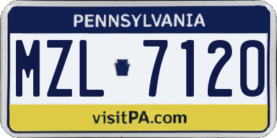PA license plate MZL7120