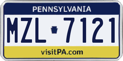 PA license plate MZL7121