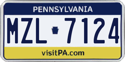 PA license plate MZL7124