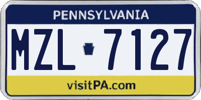 PA license plate MZL7127
