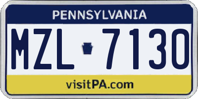 PA license plate MZL7130