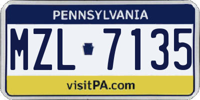 PA license plate MZL7135