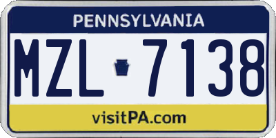 PA license plate MZL7138