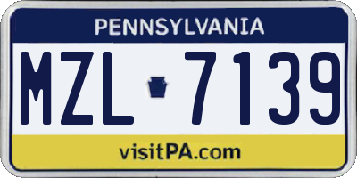 PA license plate MZL7139