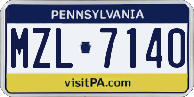 PA license plate MZL7140