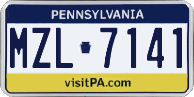 PA license plate MZL7141