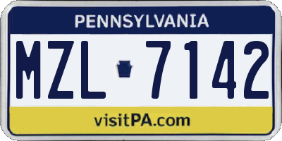 PA license plate MZL7142
