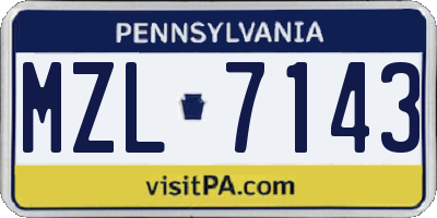 PA license plate MZL7143
