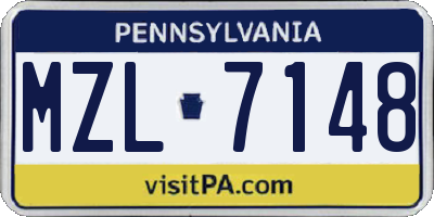 PA license plate MZL7148