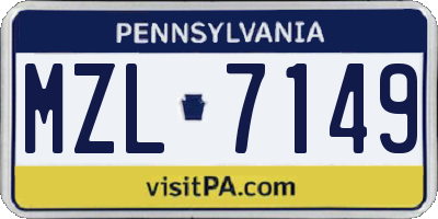 PA license plate MZL7149