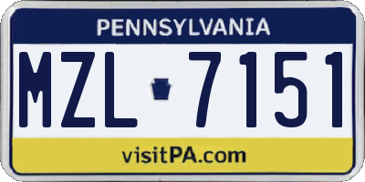 PA license plate MZL7151