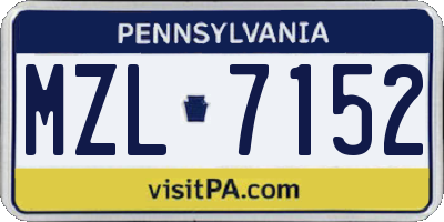 PA license plate MZL7152