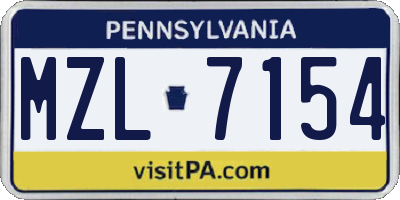 PA license plate MZL7154