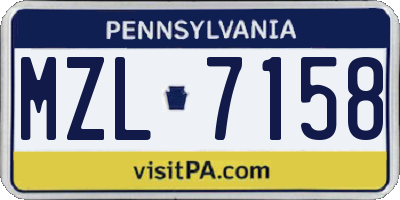 PA license plate MZL7158