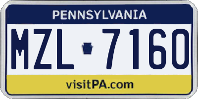 PA license plate MZL7160