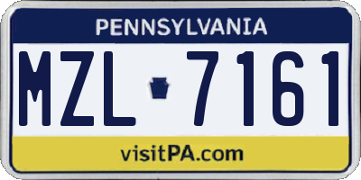 PA license plate MZL7161
