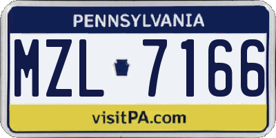 PA license plate MZL7166