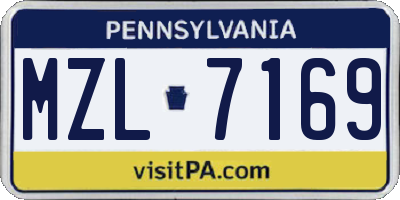 PA license plate MZL7169