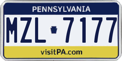 PA license plate MZL7177