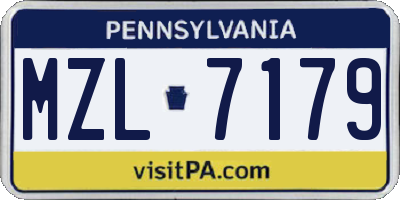 PA license plate MZL7179