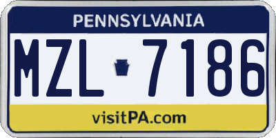 PA license plate MZL7186