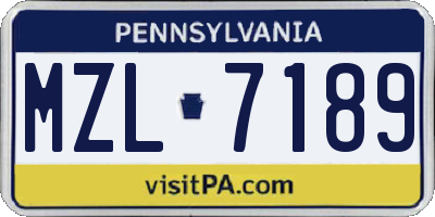 PA license plate MZL7189