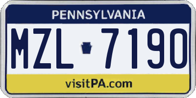 PA license plate MZL7190